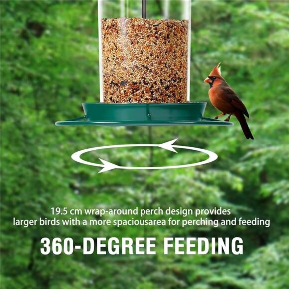 Metal Bird Feeder for Outdoors Hanging,3.0LB Seed Feeder,Easy to Fill - Picture 3 of 7